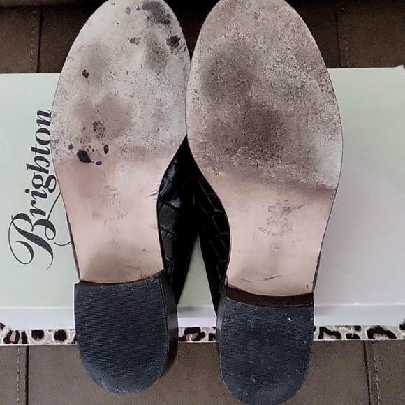 Vintage 90's Brighton Fizz Mule Brown Crocodile Coin Motif Leather 7. 5 N - Picture 3 of 5